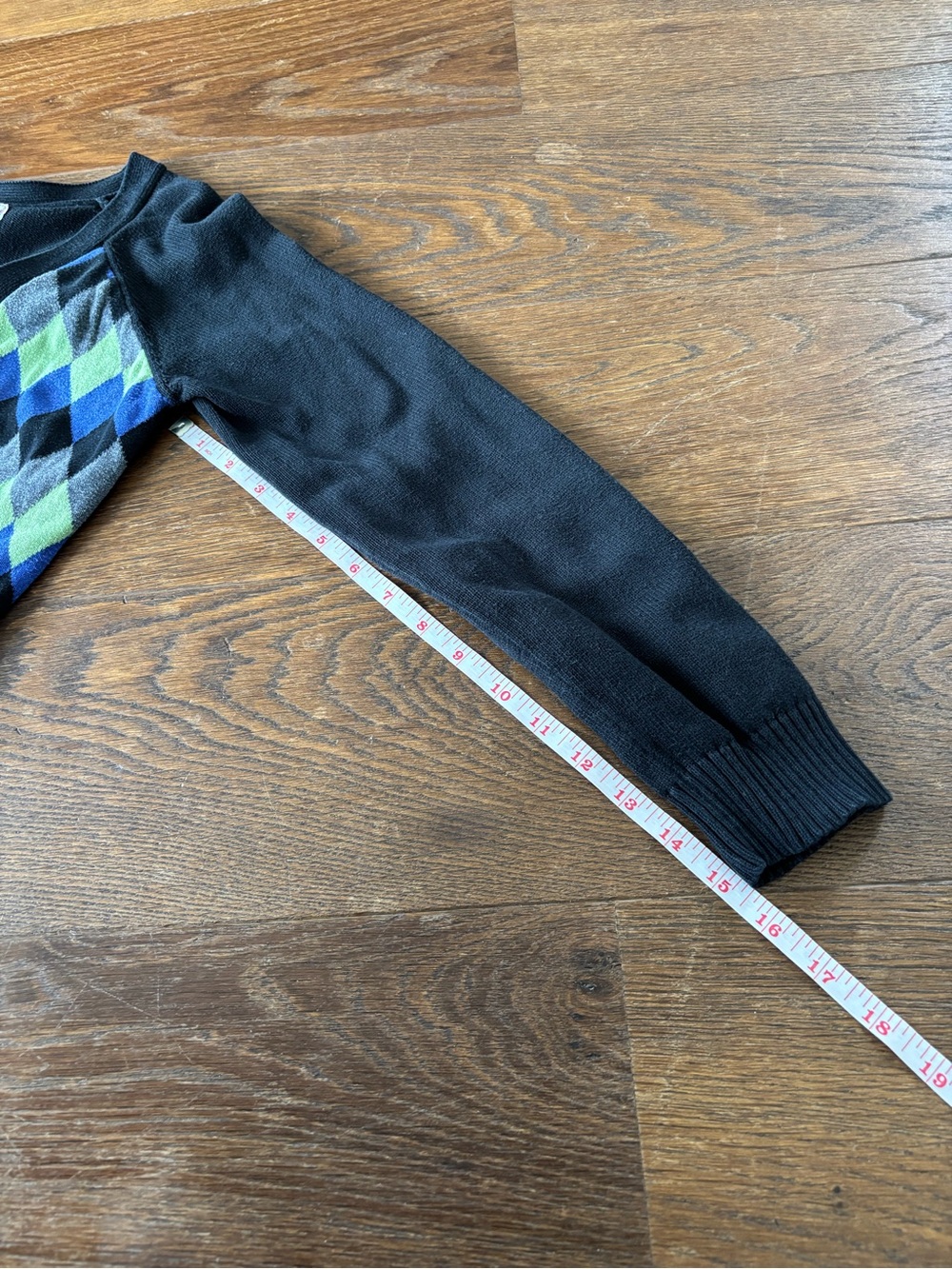 Y2K Argyle V-Neck Cardigan Sweater with Blue & Green Diamonds - Picture 12 of 12